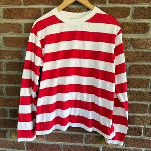 dyj retro shirt.  red white stripe.  euc.  medium mens.  where’s waldo.